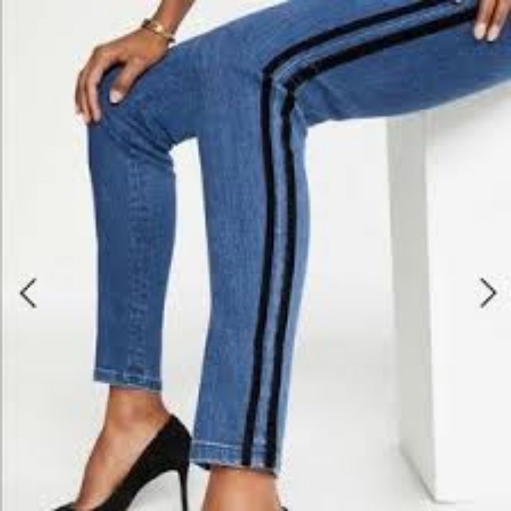 Ann Taylor Skinny Denim Velvet Stripe - Picture 1 of 5